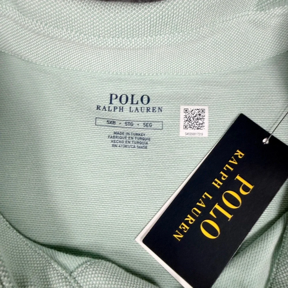 Polo Ralph Lauren Mens 5XB Mint Green Pique Polo Shirt Short Sleeve 711963494002
